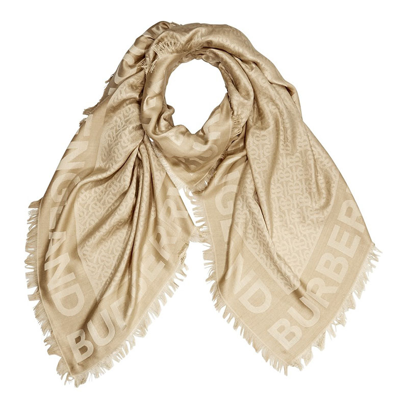 burberry/巴宝莉 男女同款格纹字母真丝羊毛混纺围巾8009798