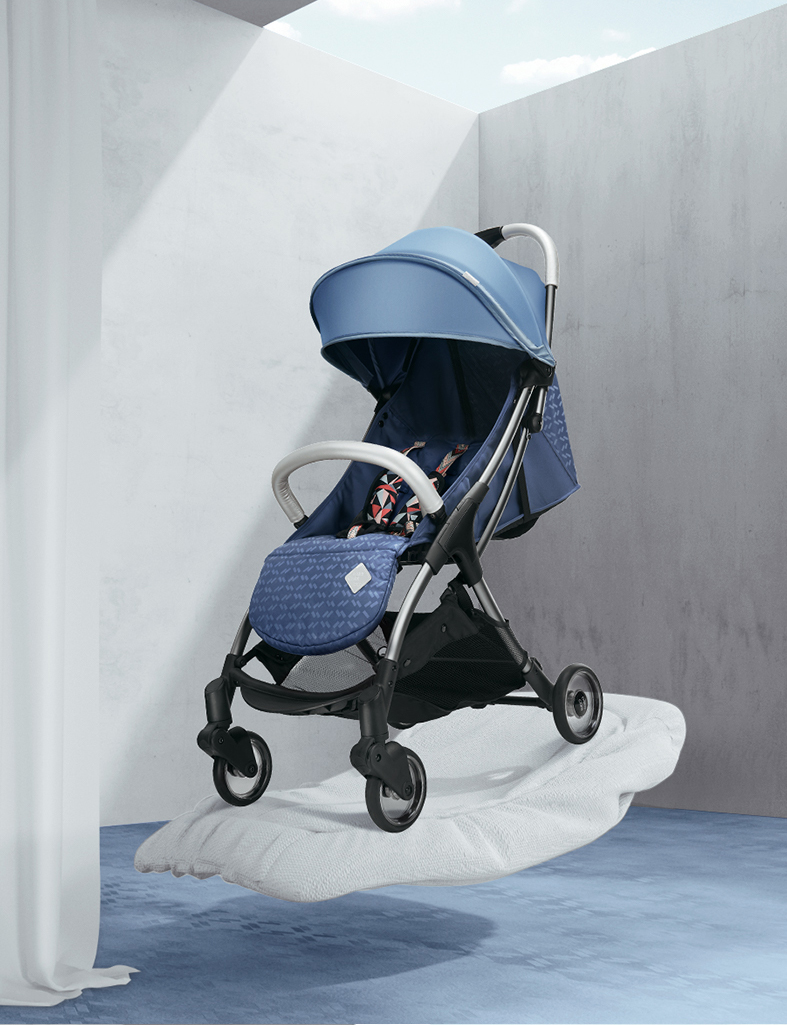 babycare超轻婴儿手推车一键自动收合可坐可躺便携式减震儿童伞车