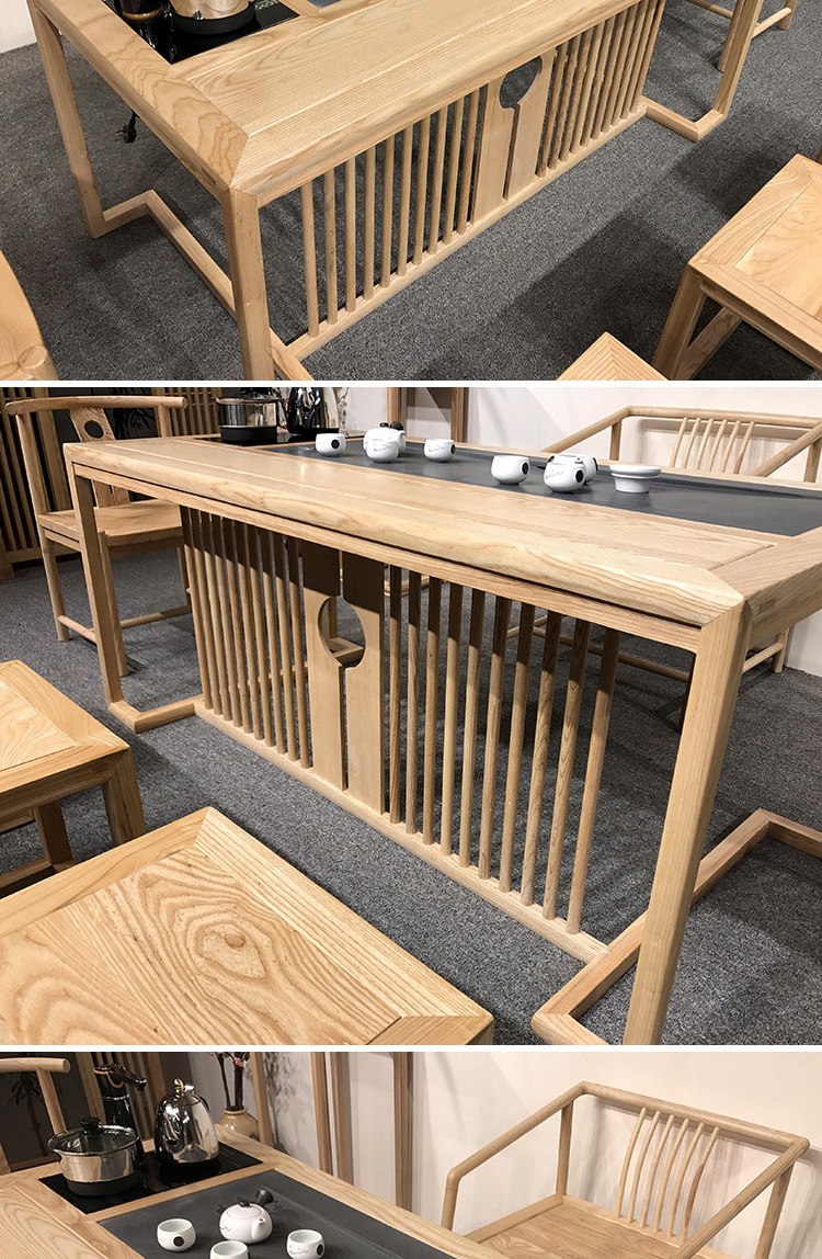 白蜡木实木功夫茶台办公室新中式茶桌椅组合禅意简约现代茶室家具