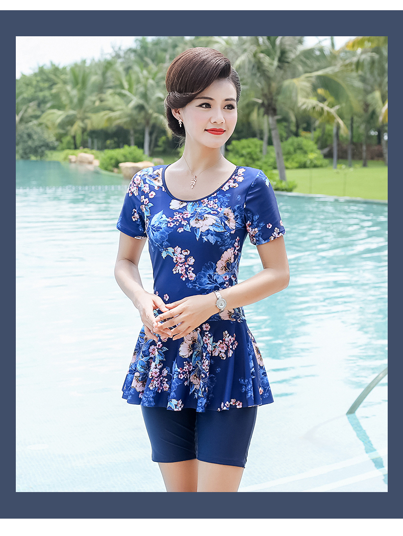 【佑游女士泳衣】 佑游泳衣女妈妈款中老年连体保守遮肚显瘦游泳衣