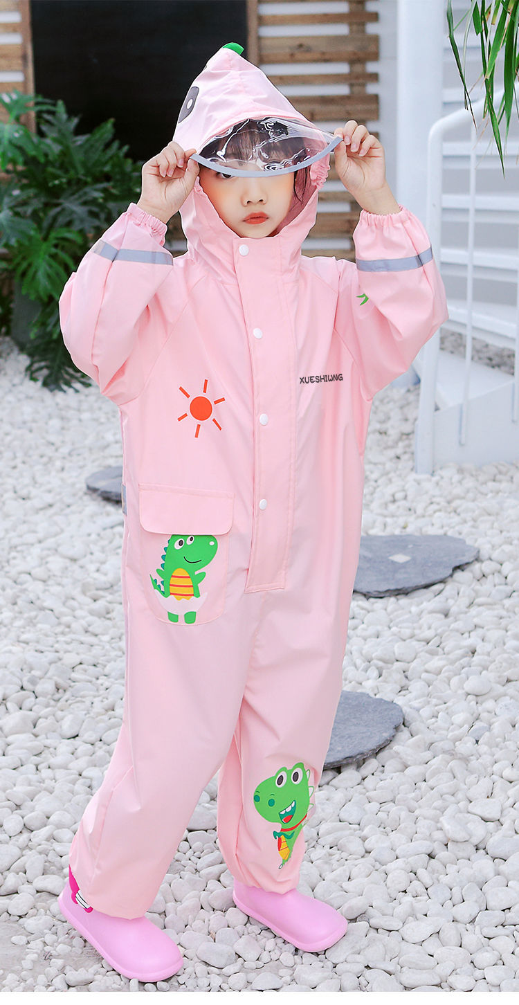 儿童雨衣男女童幼儿园连体卡通宝宝雨衣小孩子雨衣防爆雨全身学生粉色
