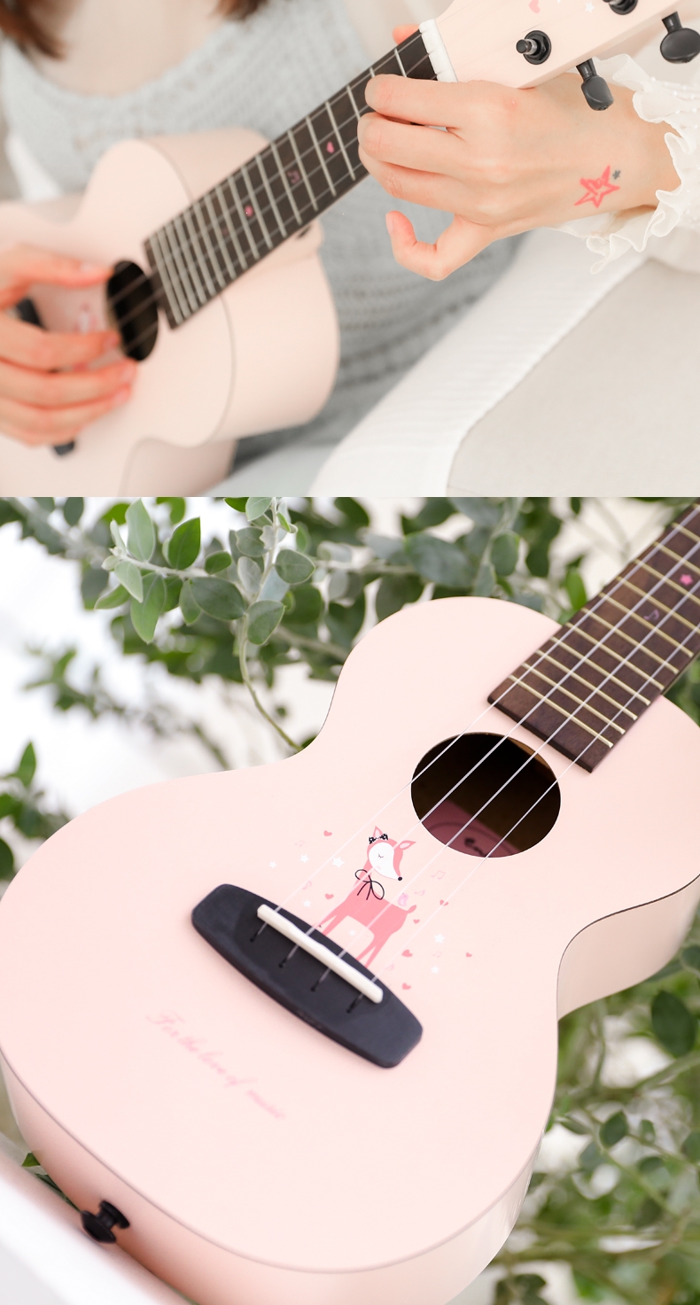 恩雅enya小鹿粉色樱花尤克里里女生款可爱小吉他23寸初学者女男