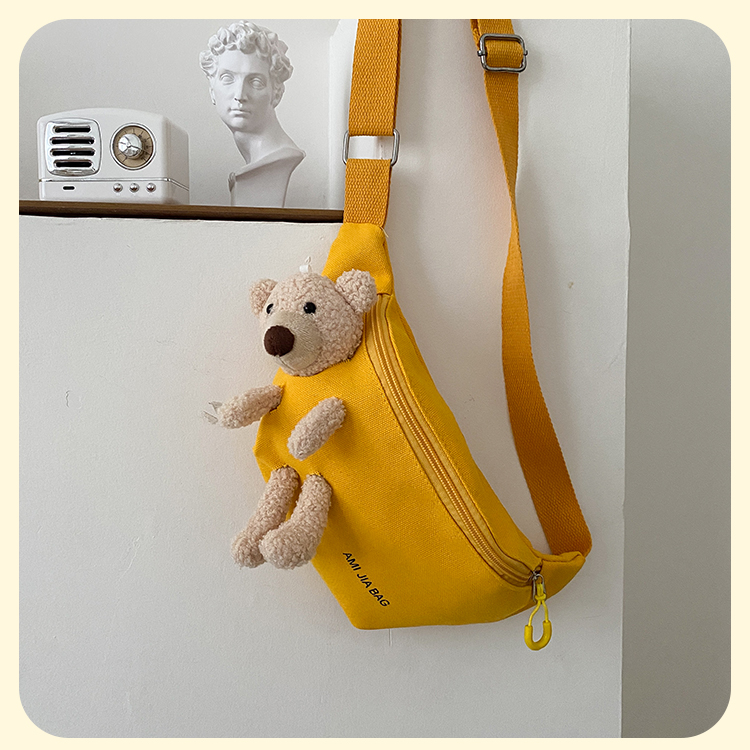 抖音网红小熊帆布斜挎包包夏季清新仙女超仙女生可爱日系动漫腰包new