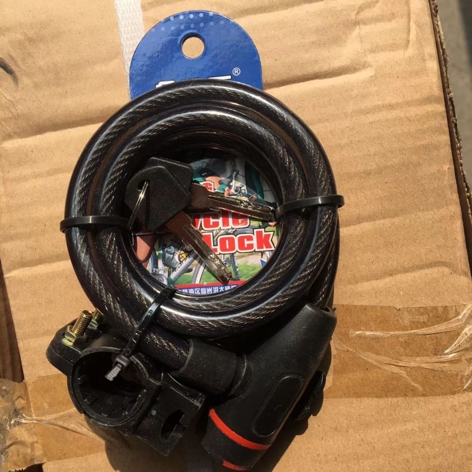 533送支架金锏钢丝锁弹簧锁自行车山地车锁圈锁钢缆锁密码自行车锁