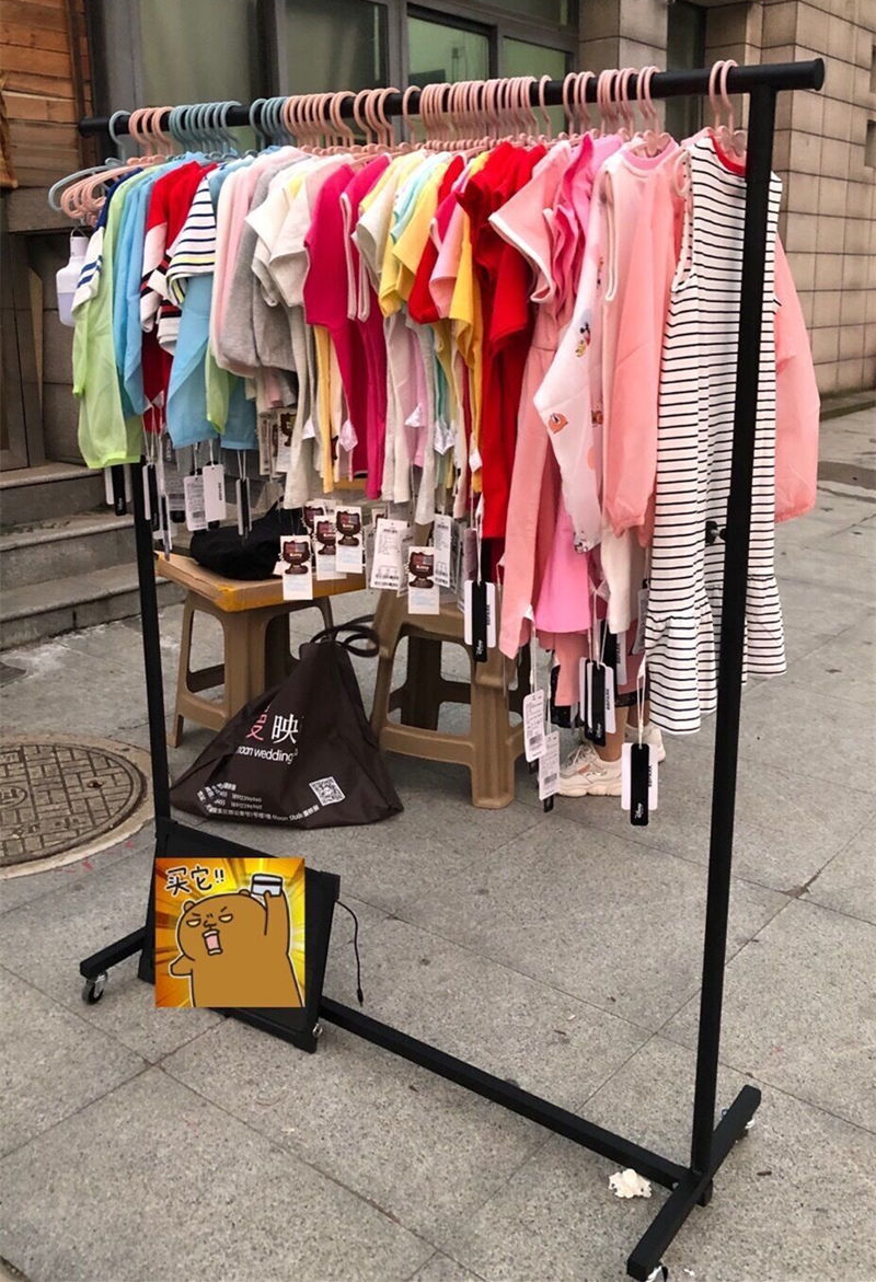 《摆地摊折叠单杠衣架服装店展示架夜市卖衣服架子家用晾衣架中岛架