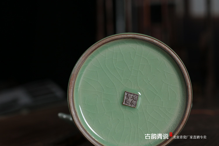 喻娄龙泉青瓷笔筒 文房文具用品 陶瓷办公室用品水笔筒圆形毛笔筒