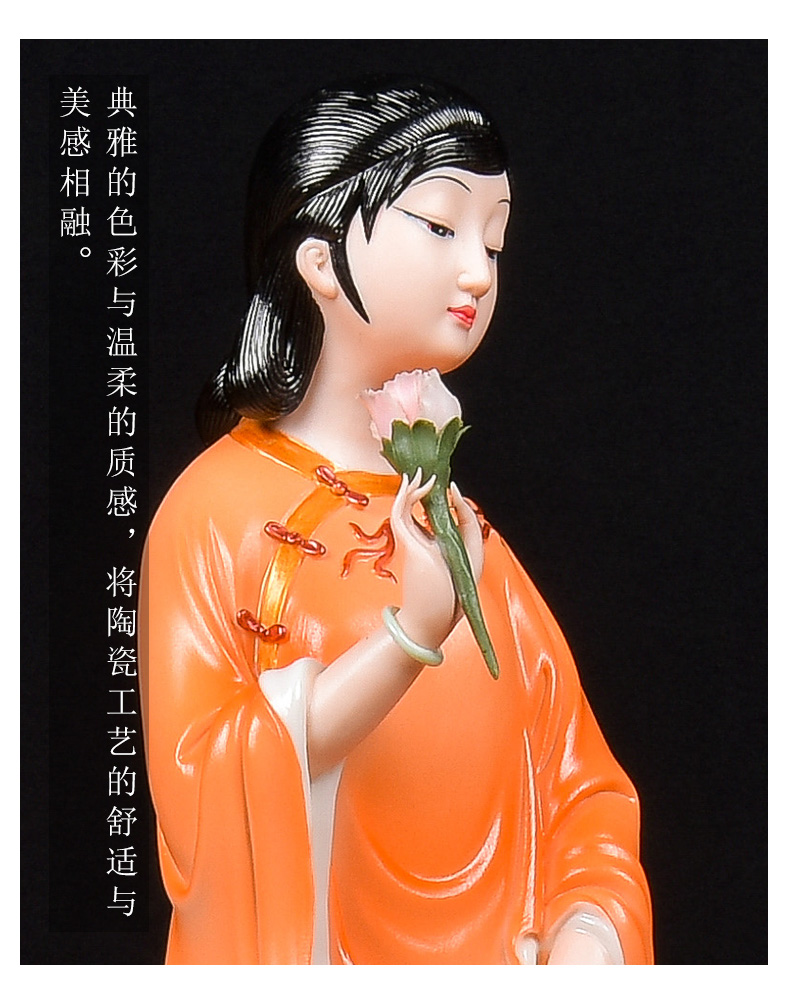 礼氏嘉陶瓷摆件临风玉立陶瓷摆件中国风仕女美女人物塑居家书房装饰