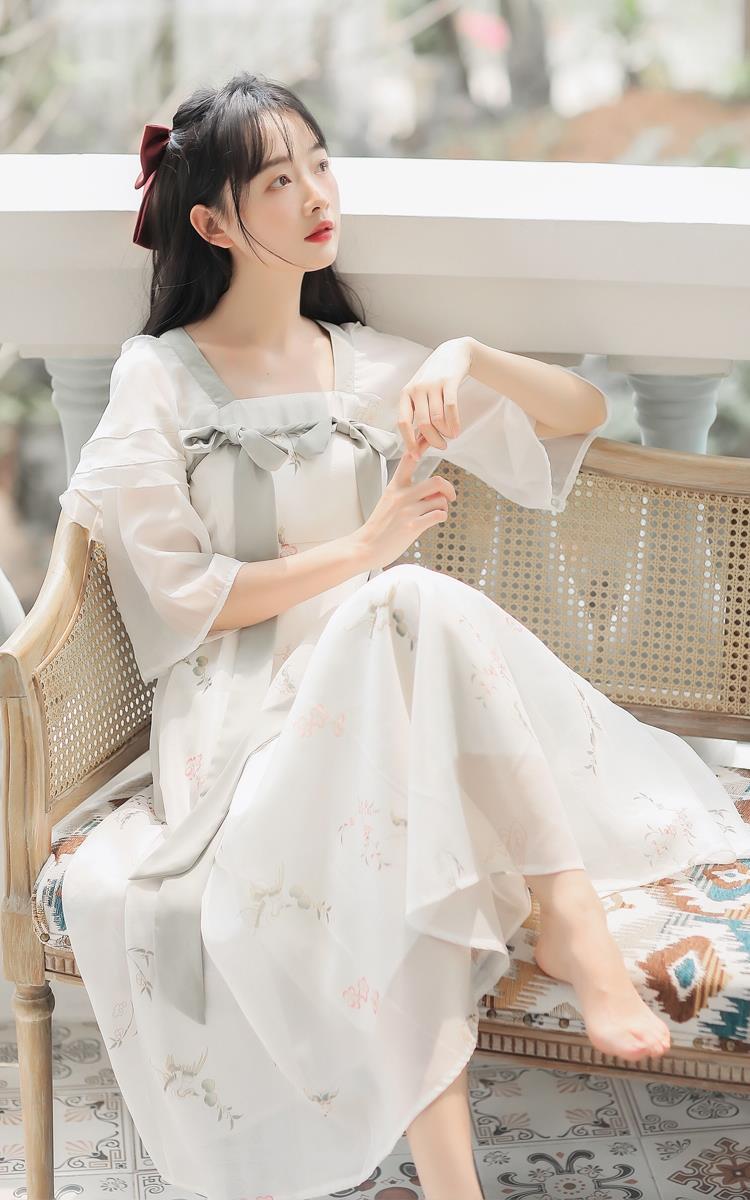 原创中国风日常汉元素改良连衣裙夏仙女超仙古风汉服装少女长裙子图片
