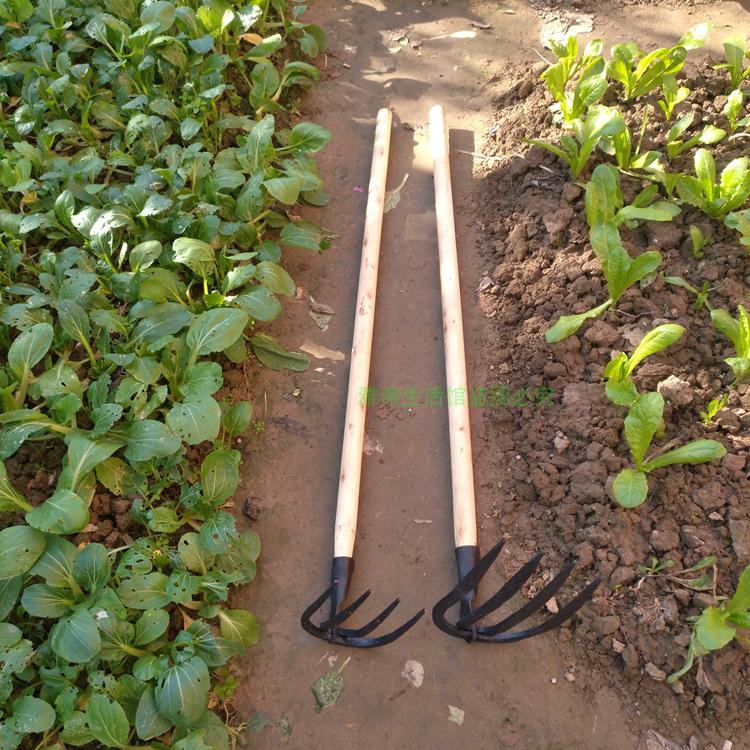 封后手工锻打农用农具除铁耙子松土锄头种菜园林工具四齿钉耙