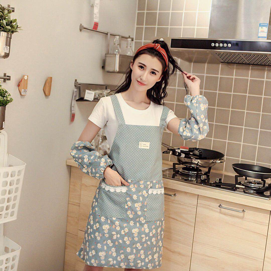 围裙家用厨房双层防水防油可爱日系女时尚韩版透气薄款做饭围腰三维