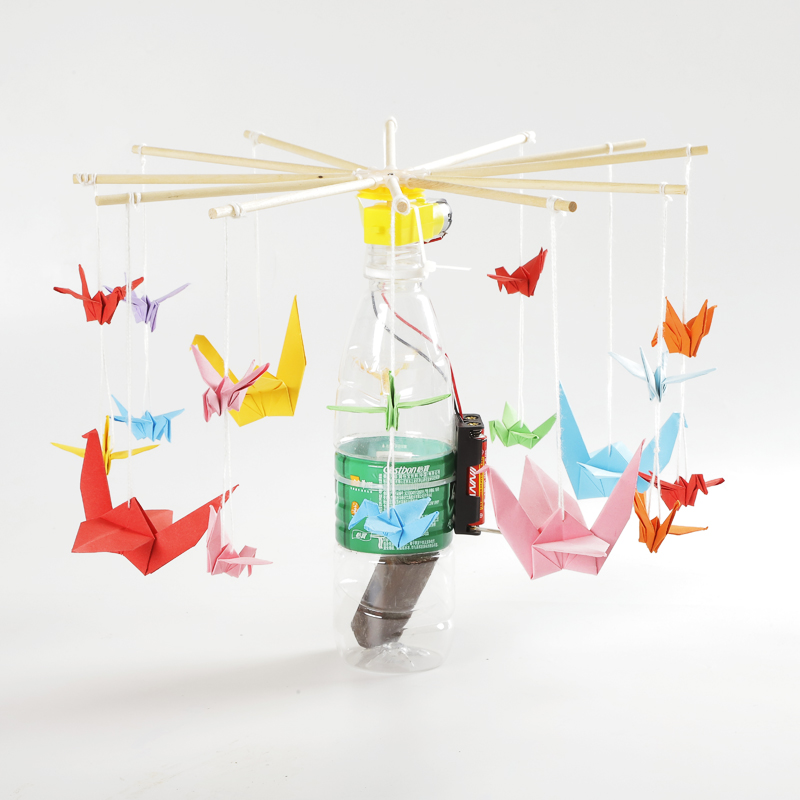 diy旋转飞车木马废物利用创意手工科技小制作科学小发明环保材料千