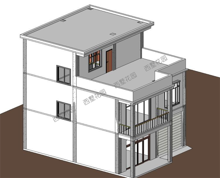 二層半平頂框架別墅設計圖紙農村自建房屋設計圖全套施工圖效果圖