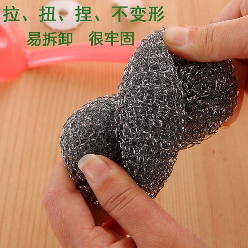 钢丝球铁刷子饭店加厚长柄厨房渣洗碗擦洗锅刷油锅金属清洗卫生间