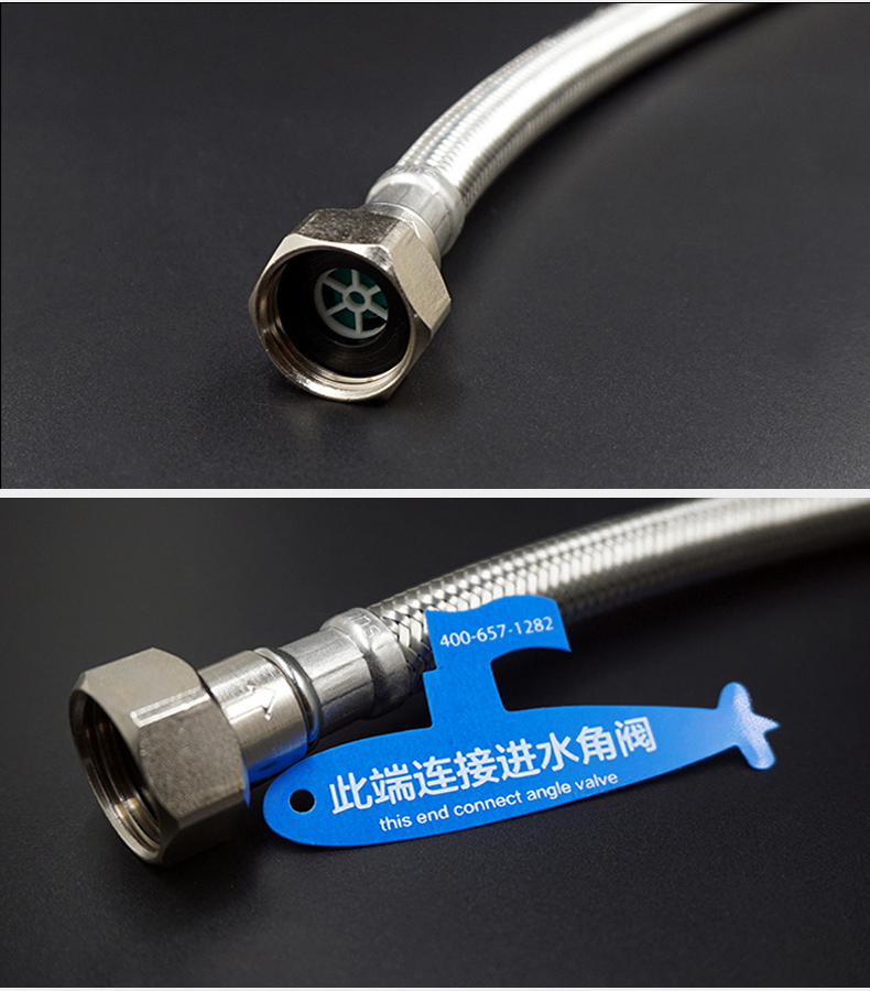 不锈钢编织水龙头冷热进水软管洗菜盆洗手盆尖头爆上水管