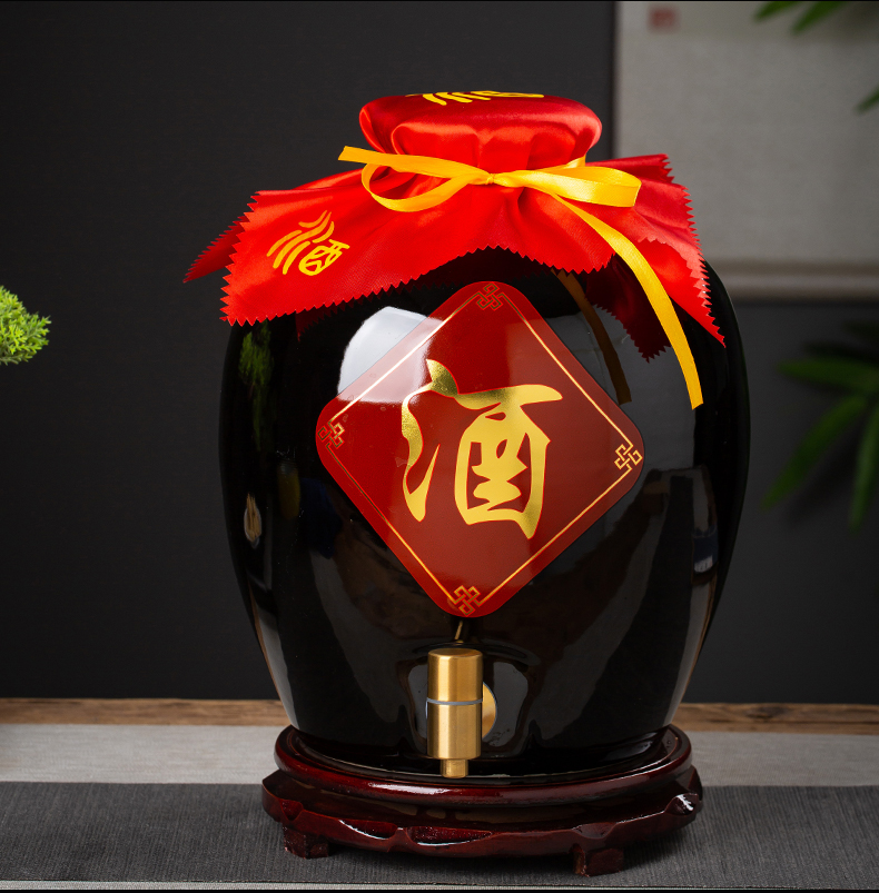 haoyangdao景德镇陶瓷酒坛子复古密封10/20/30/50/斤装大酒瓶乌金色黑
