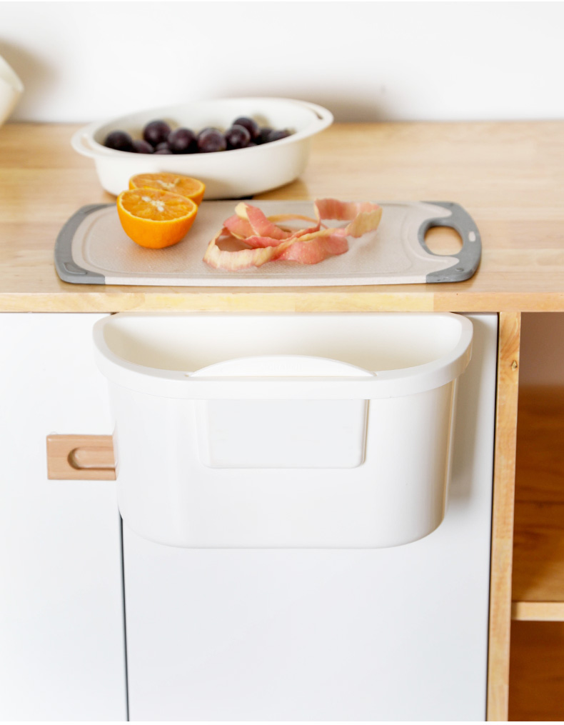 厨房台面垃圾桶可挂式家用壁挂金铂喜干湿分离食物分类无盖收纳盒