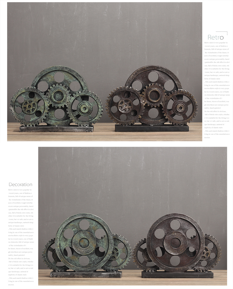 家里的装饰品客厅摆件工艺品摆件书桌摆件卧室摆件美式复古工业齿轮