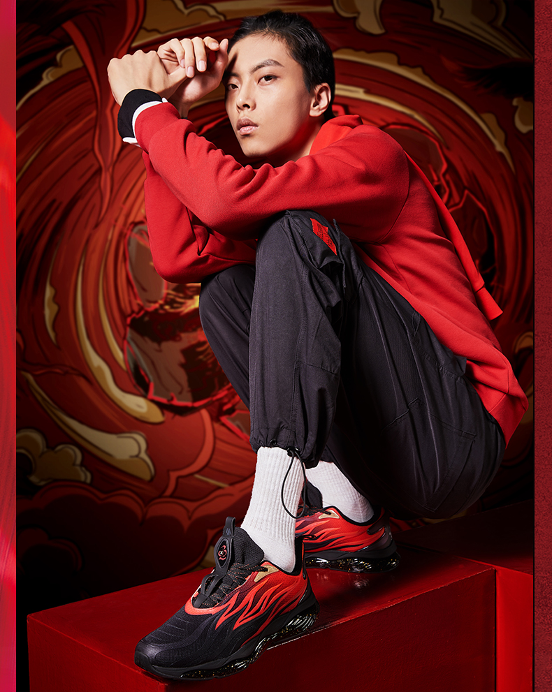 特步男鞋22代谢霆锋同款烽火革面运动风火跑步鞋2020夏革面减震情侣