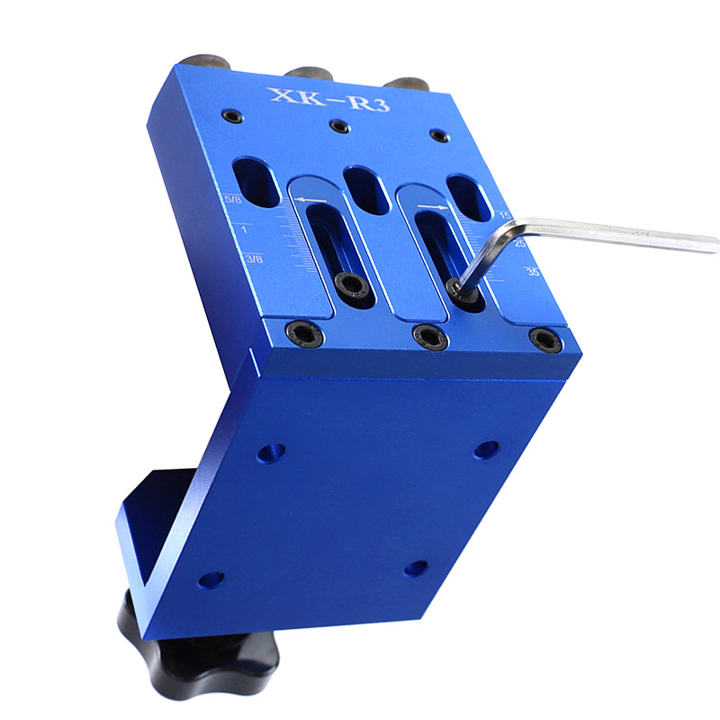 定做 木工斜孔定位器三孔板材打眼钻孔开孔器9mm铝合金打孔定位套装