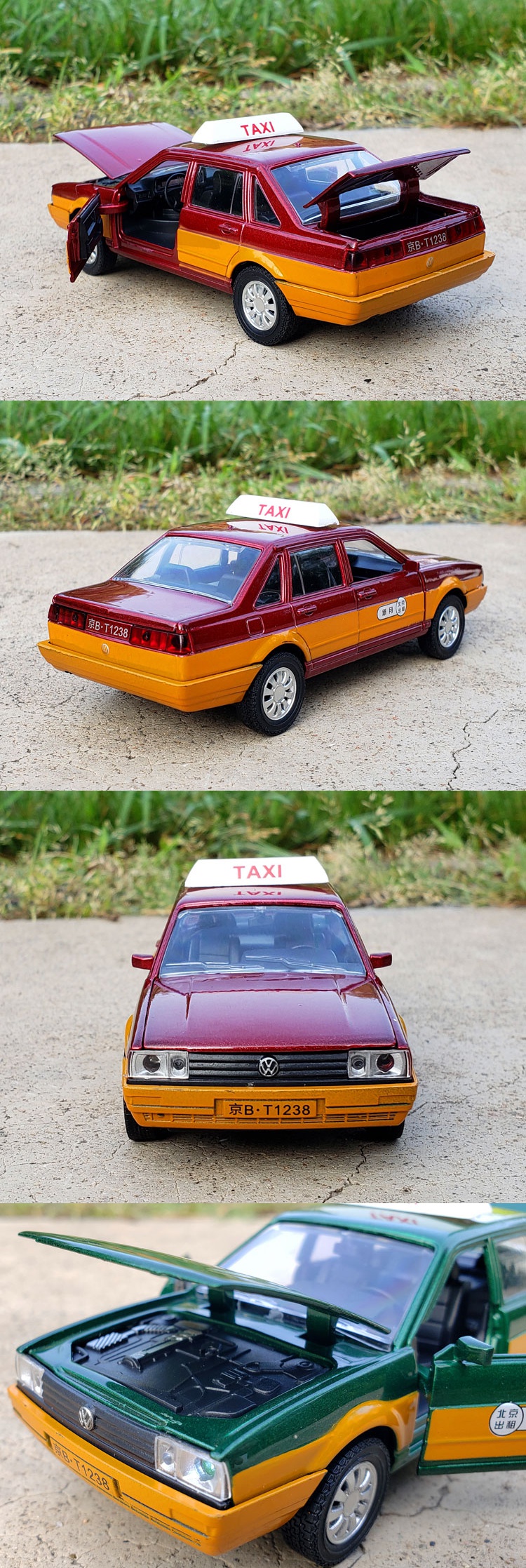 132大众桑塔纳出租车合金汽车模型仿真金属车模摆件声光回力玩具