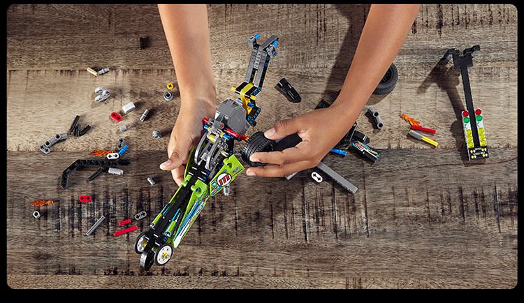 lego乐高机械组系列亮绿色改装赛车42103男孩女孩7岁生日礼物玩具积木