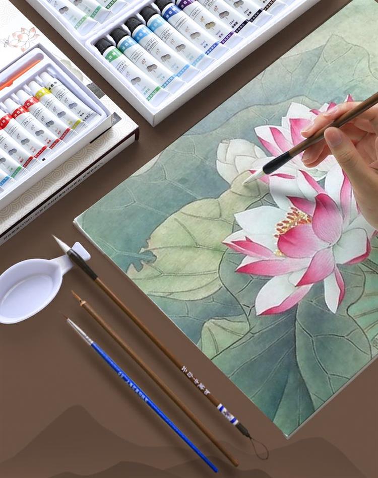 国画颜料初学者套装用品工具全套儿童水墨画矿物中国画美