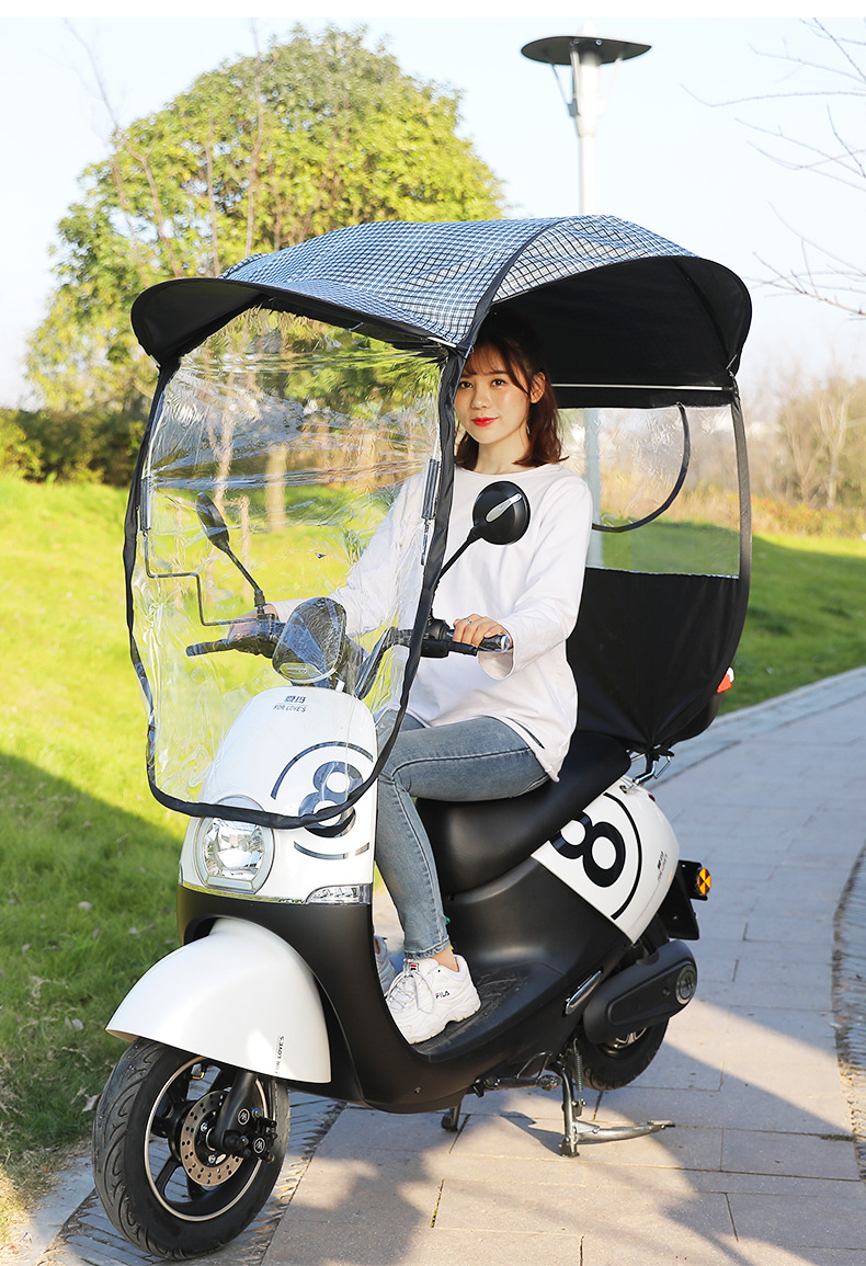 用卷电动摩托车雨棚新款挡雨防雨防晒遮阳伞电瓶车挡风罩透明遮雨蓬篷