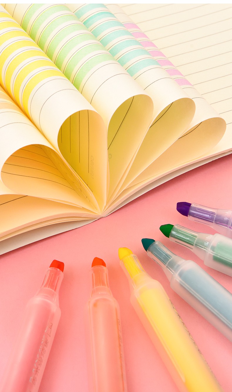 柔彩彩色斜头记号笔学生手账笔记粗划重点标记笔做笔记的彩色笔套装