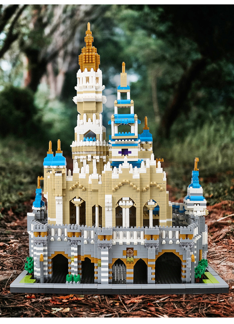 高难度积木拼装玩具益智微颗粒拼装建筑模型lz8028/蓝顶城堡/5297颗粒