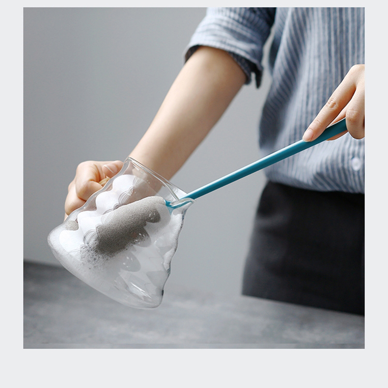 三维工匠杯刷长柄洗杯子神器奶瓶刷海绵刷子清洁去污无死角凹槽清洁刷