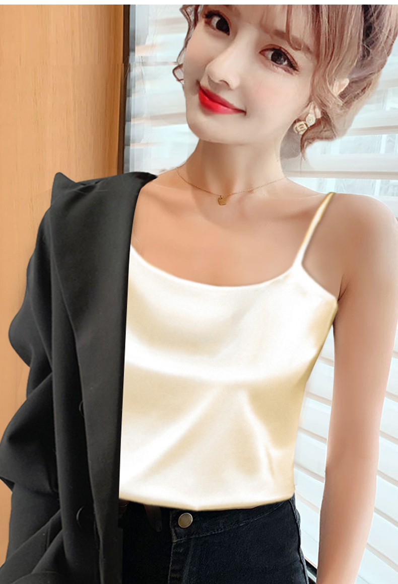 2021新款夏季真丝小吊带背心女打底内搭白色冰丝外穿女士醋酸缎面