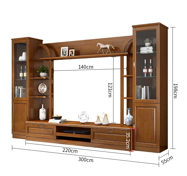 寻木匠实木电视柜墙柜组合现代中式客厅大小户型整体电视背景柜影视地