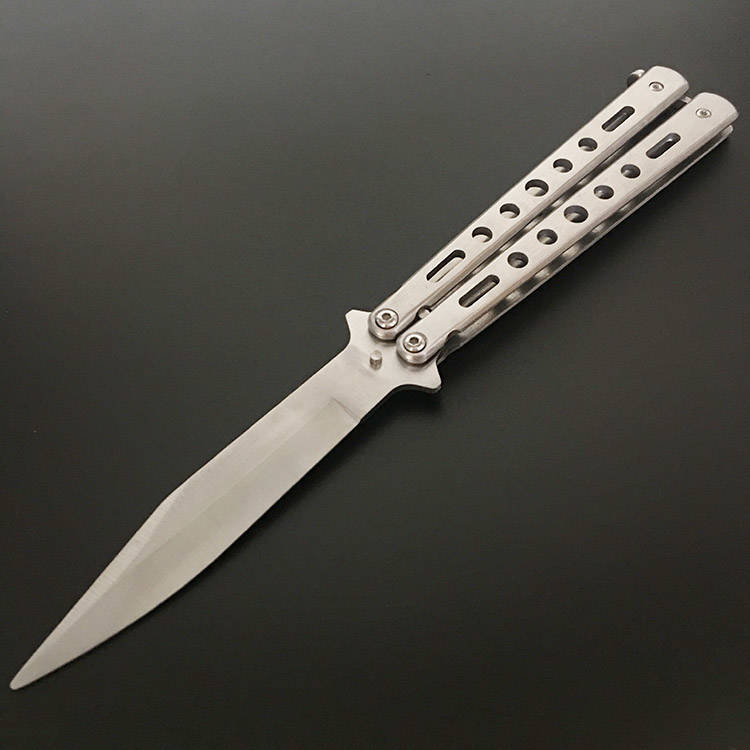 新手全钢蝴蝶折叠刀训练刀蝴蝶练习刀未开刃户外防身随身防身刀pxn967