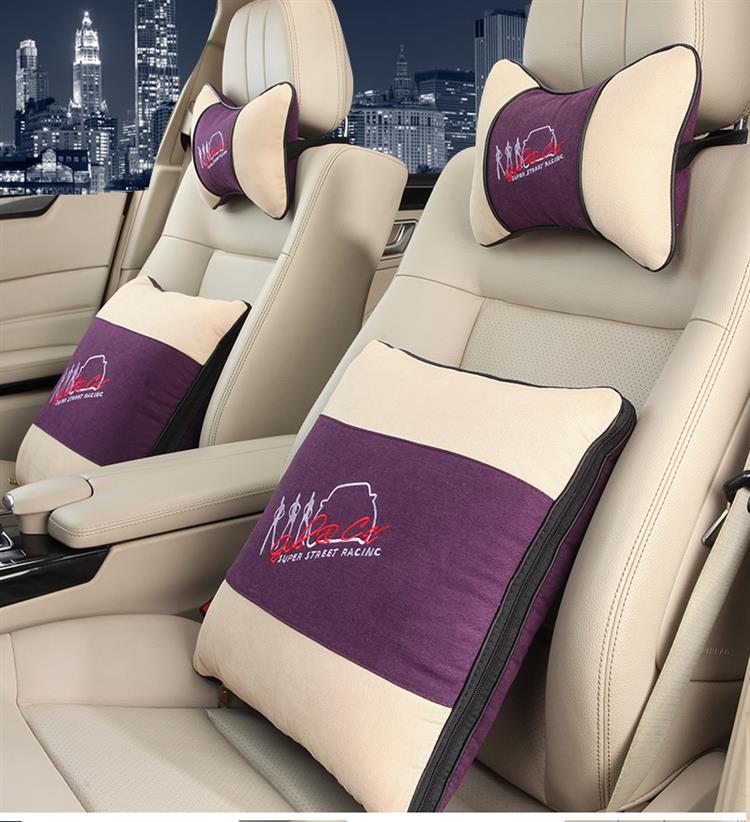 汽车抱枕被子两用纯棉车用抱枕一对车载空调被抱枕车内靠背车上枕