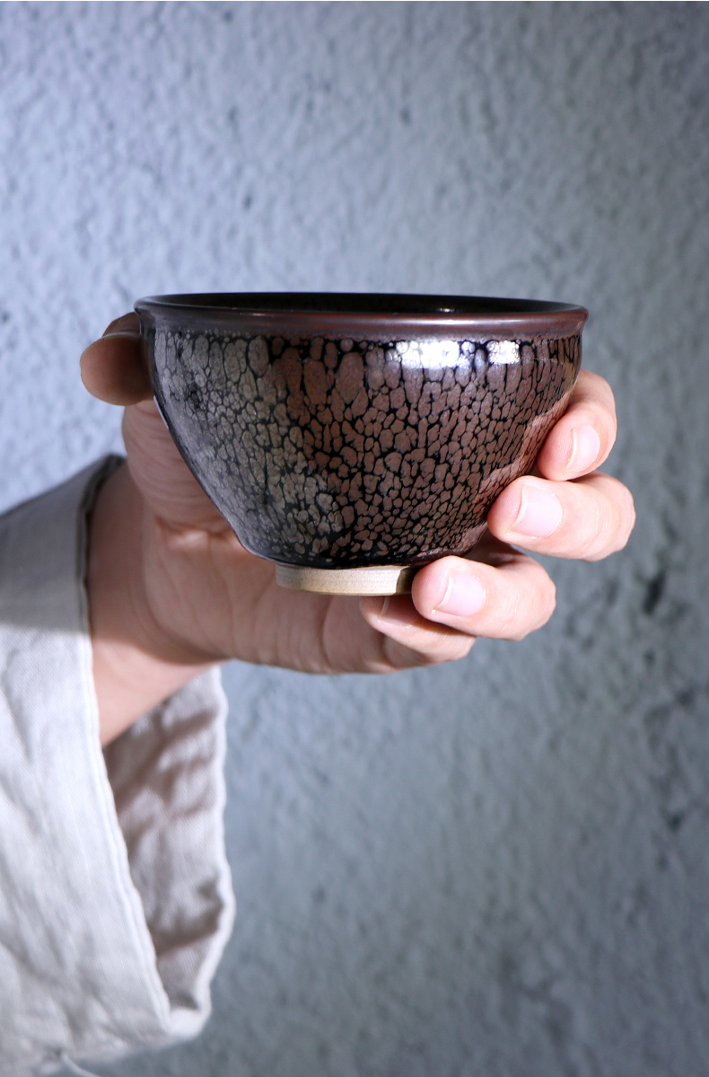 铭陶满堂建盏鹧鸪斑束口茶杯建阳功夫茶盏手工品茗杯万文辉主人杯鹧鸪