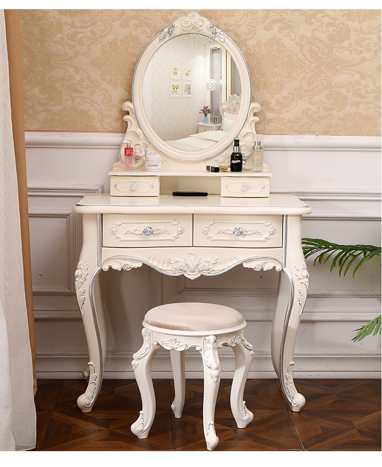 逸家伴侣简欧化妆桌梳妆台欧式公主卧室现代简约小户型网红化妆台带灯