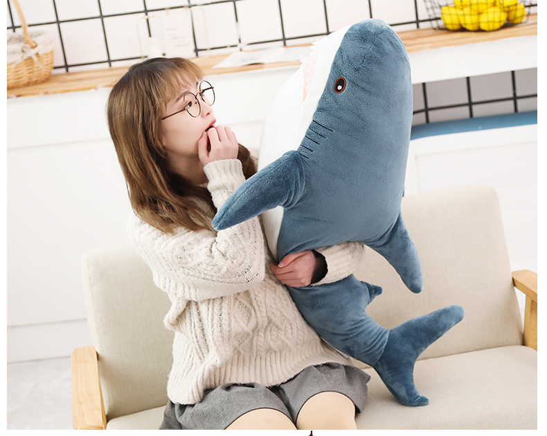 牛鲨毛绒公仔 网红大鲨鱼玩偶抱枕宜家毛绒玩具玩偶娃娃公仔大象宝宝