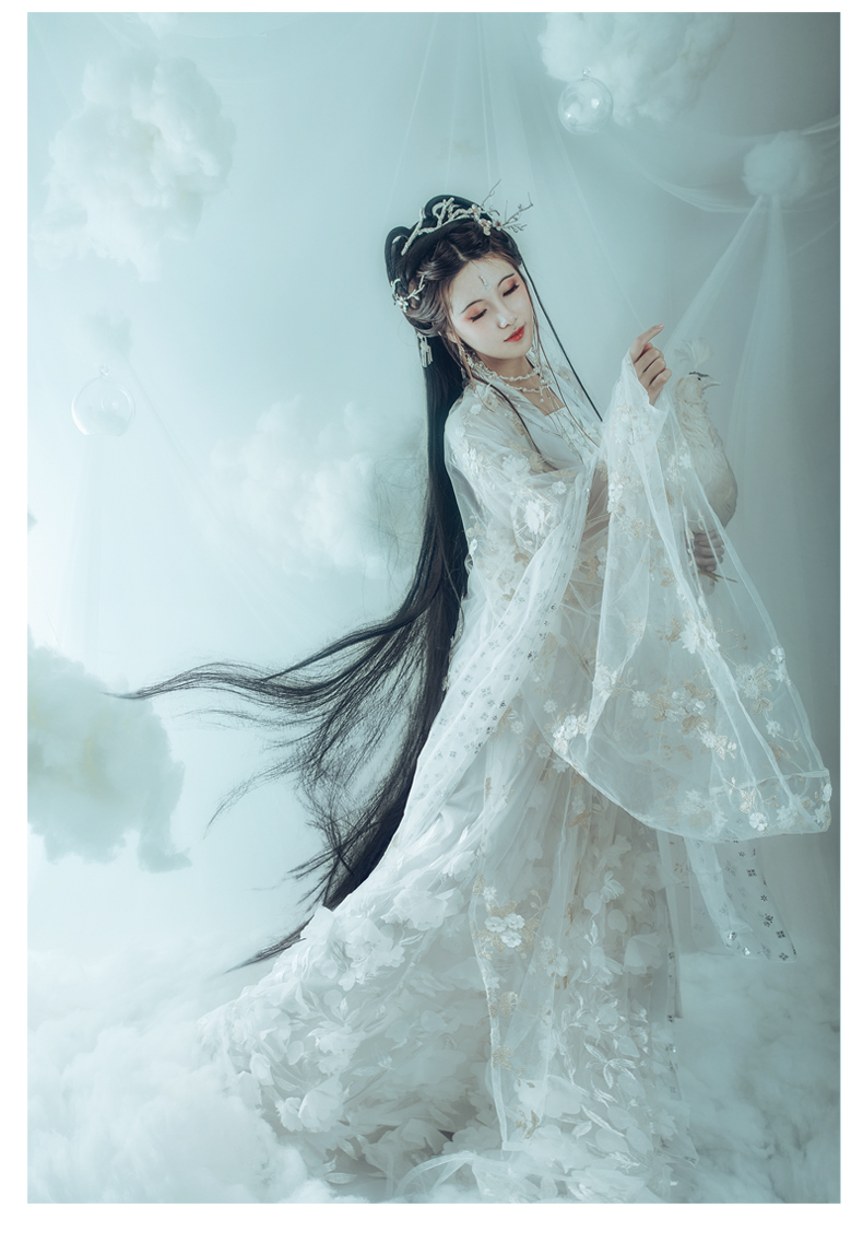 明月光汉服女中国风樱花超仙飘逸古风齐胸襦裙大袖衫学生仙气古装 金