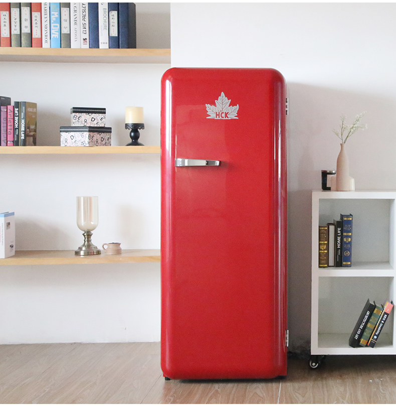 hck哈士奇bc130gga冷冻黑单门冷藏冷冻复古冰箱厨房家用办公室冰箱