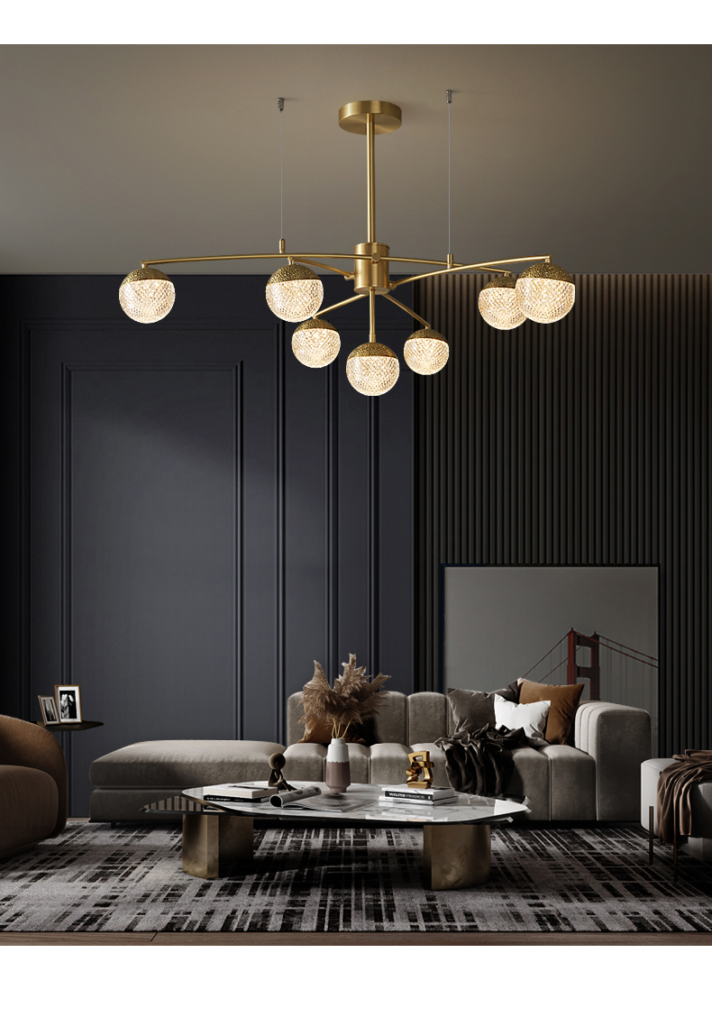 全铜轻奢北欧客厅吊灯家用后现代简约家用餐厅灯2021新款ins风别墅