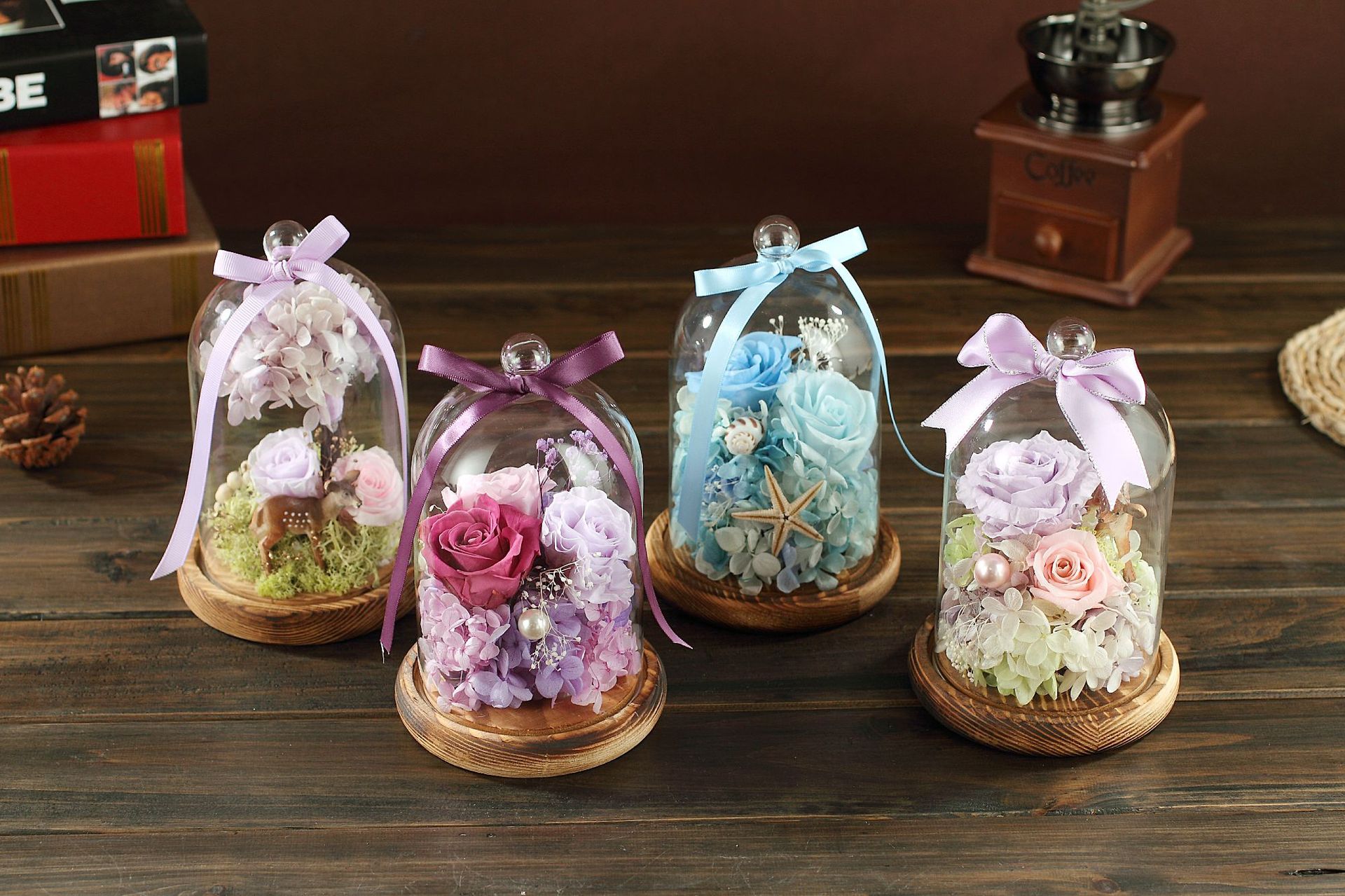 跨境永生花玫瑰礼盒保鲜花玻璃罩520情人节创意生日礼品