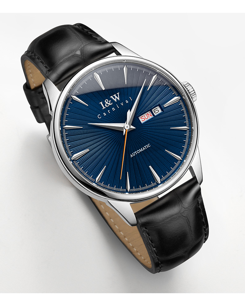 瑞士爱沃驰iwcarnival手表男士全自动机械表男表进口机芯真皮带防水