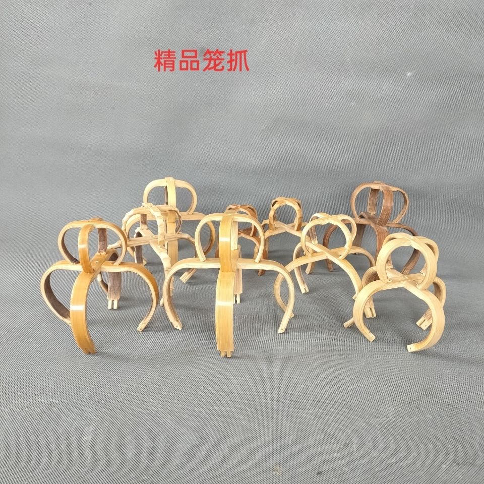 鸟笼配件笼爪竹制品画眉百灵秀眼玉鸟笼爪竹节爪雕刻笼爪原色六寸