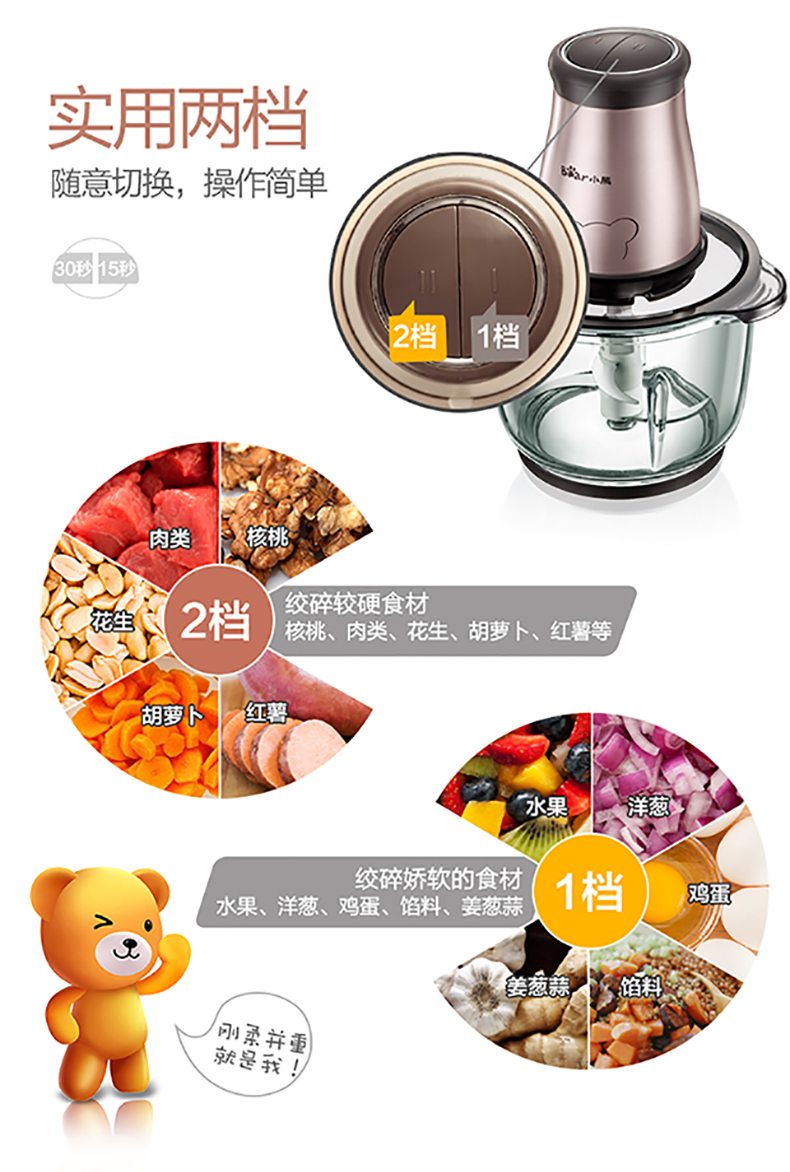 小熊bear绞肉机家用大容量电动多功能搅拌绞馅蒜蓉切菜小型碎肉料理机