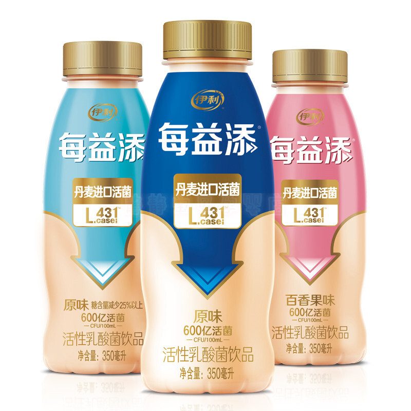 伊利每益添活性乳酸菌饮品 百香果味 350mlx10瓶 酸奶饮料 产mk