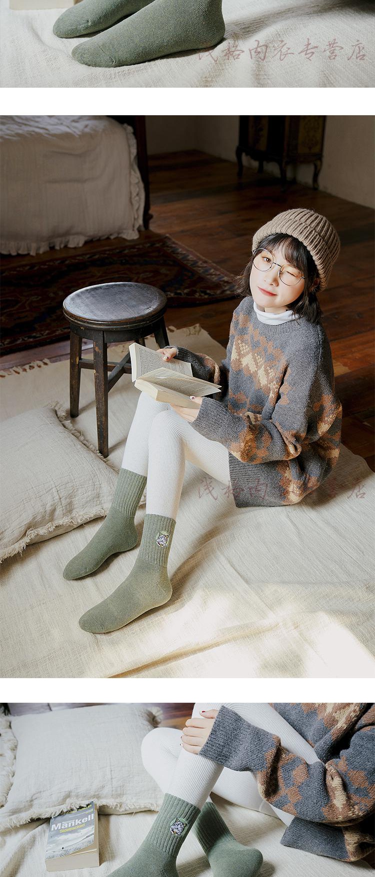 波迷娜(bomina)袜子 波迷娜(bomina)女生长袜子女士毛圈中筒袜加厚加
