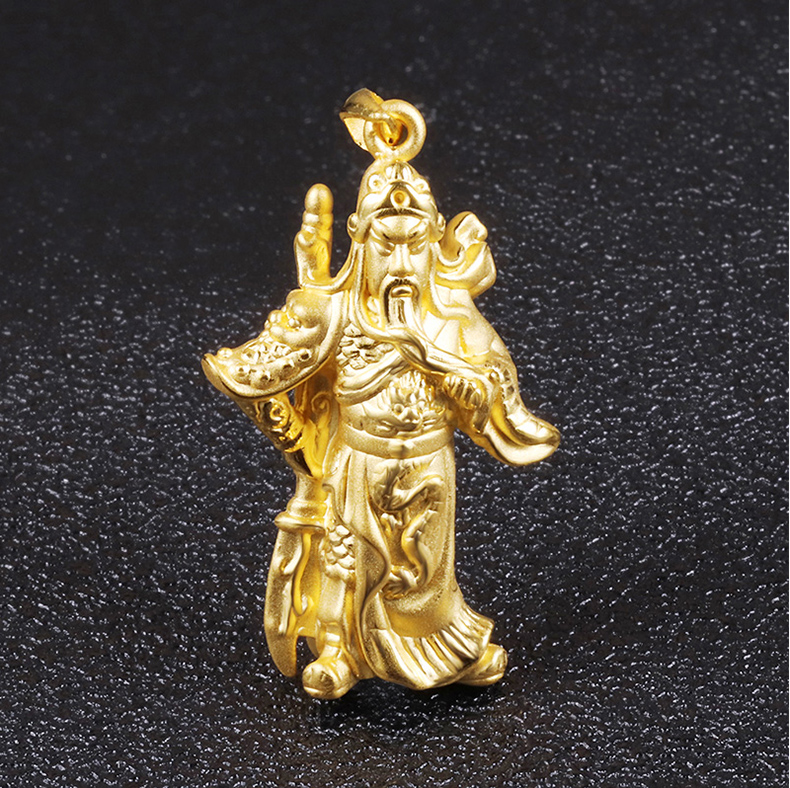 黄金码头足金999龙身武神关公吊坠男3d硬金坠子父亲节送爸爸老公