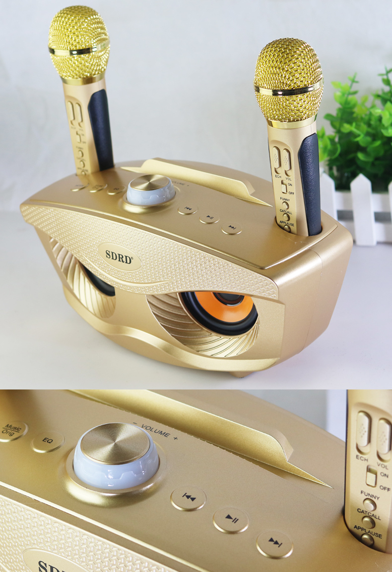 无线蓝牙话筒音响套装电视麦克风全民k歌手机唱歌卡拉ok家庭ktv 粉色