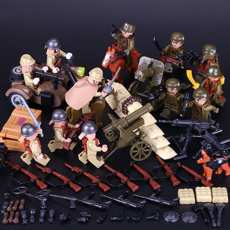 兼容乐高积木二战八路军日军士兵军事人仔儿童益智拼装男孩子玩具八路