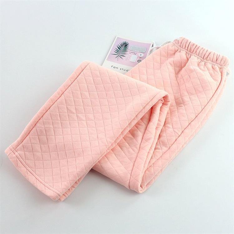 秋冬季睡裤女纯棉空气层夹棉保暖加厚长裤全棉大码宽松休闲家居裤